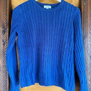 Vintage St. John's Bay Cable Knit Crewneck Sweater in Royal Blue Size L